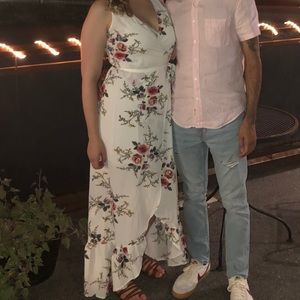 Boo Hoo Maxi Wrap Dress in floral White